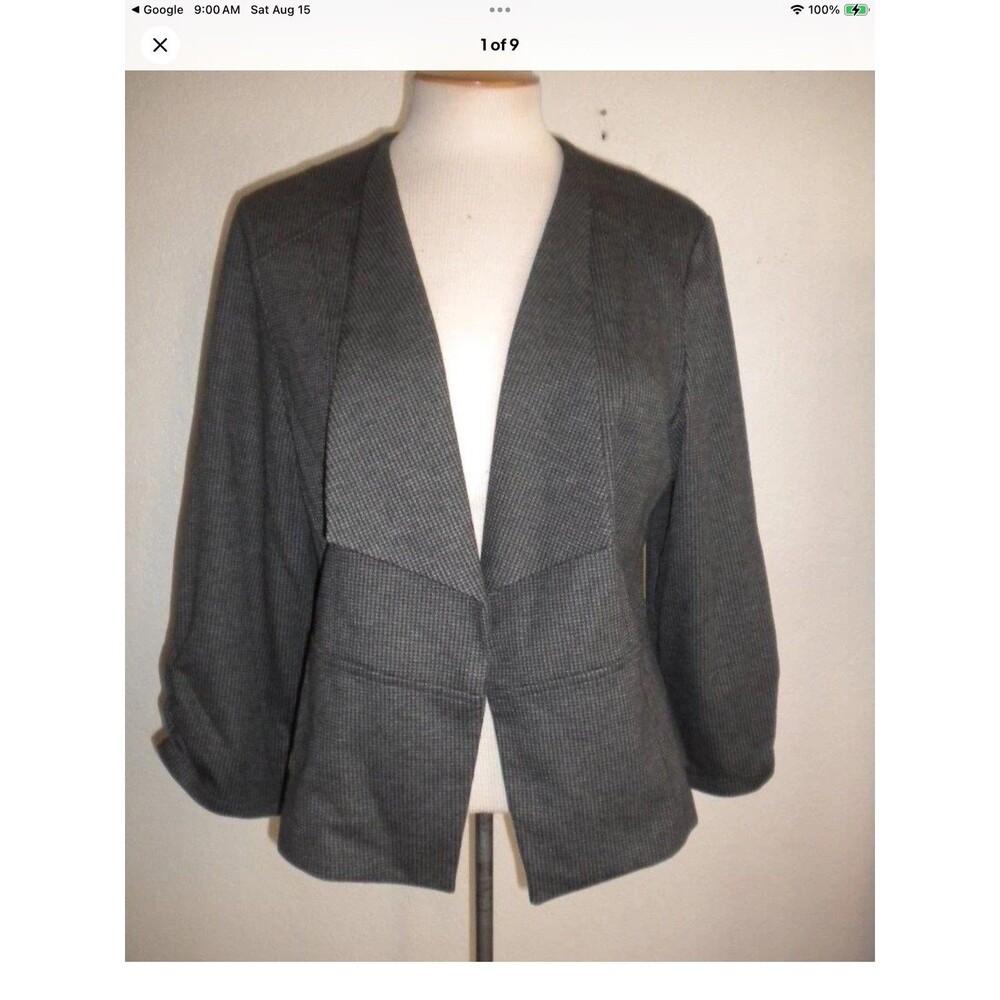 Maurices MS Sz XLarge Gray And Black Small Houndstooth Print Open Front Jacket